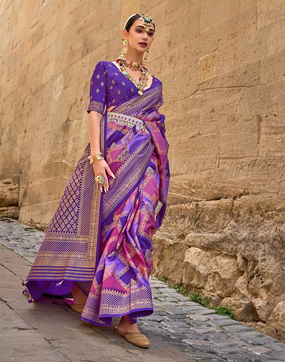 Purple Designer Patola Silk Saree