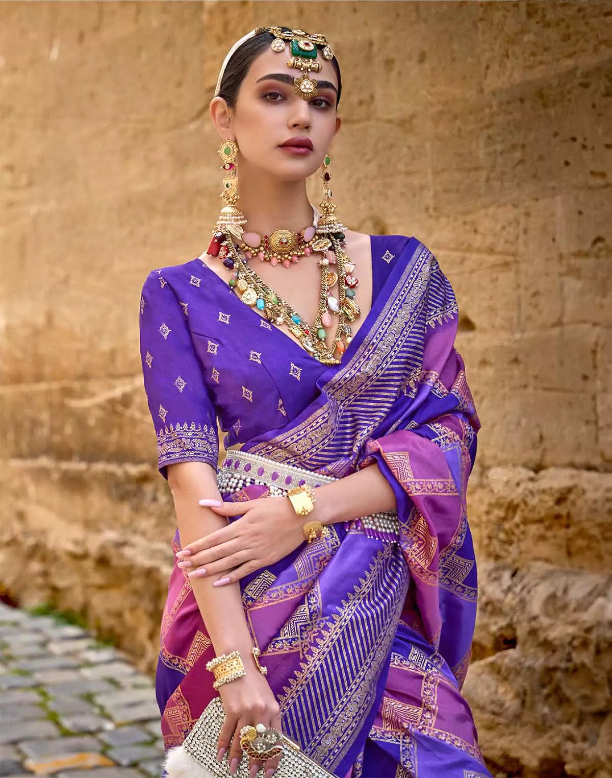 Purple Designer Patola Silk Saree