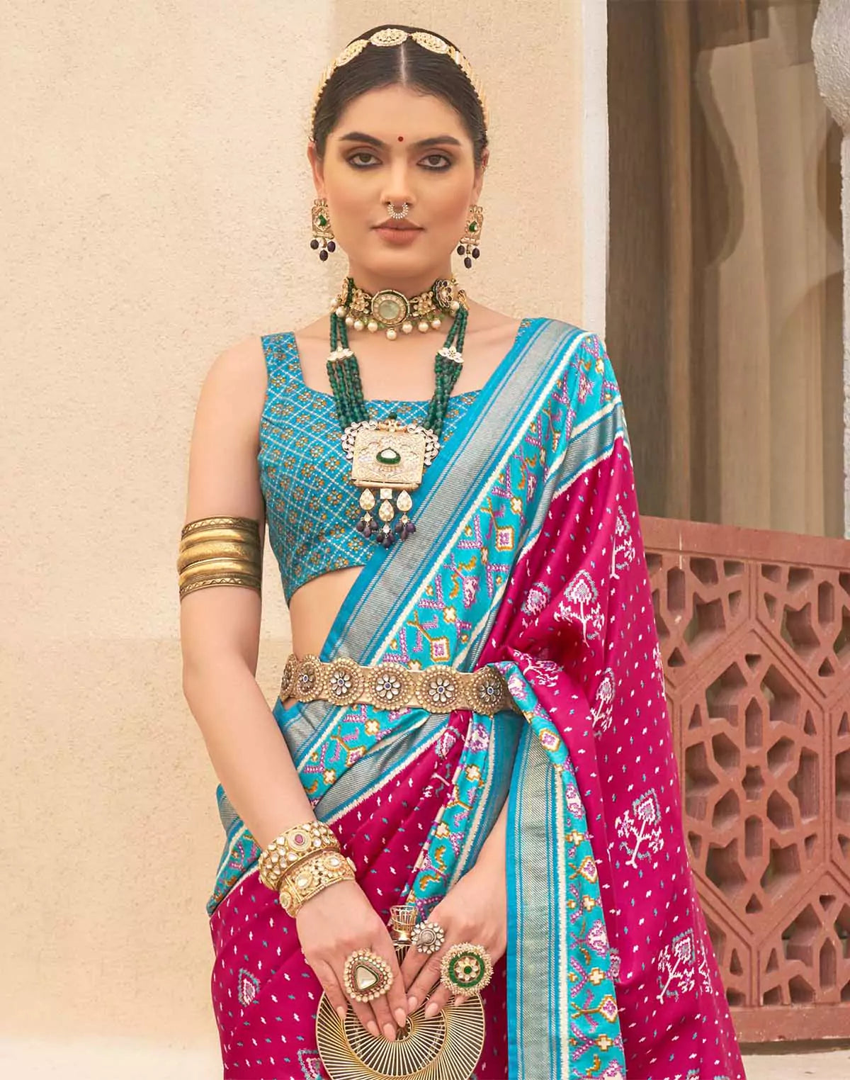 Patola Silk Saree with Contrast Blouse