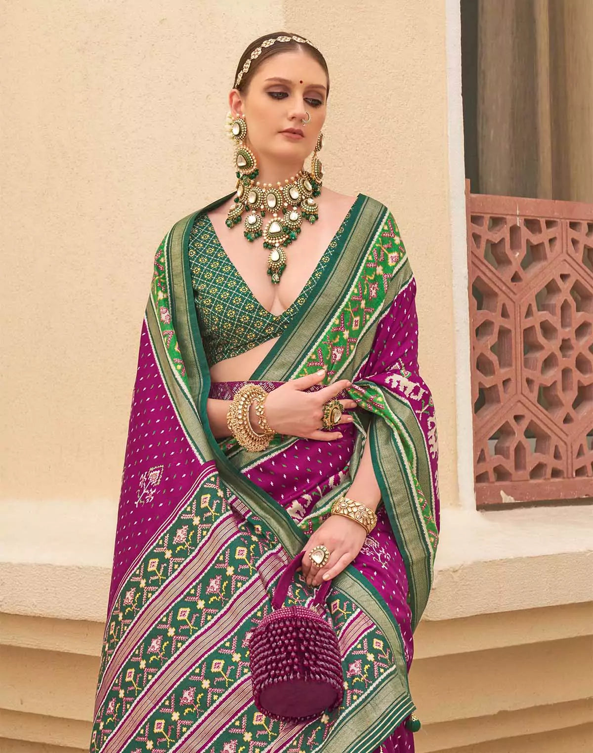 Wine Colour Patola Saree