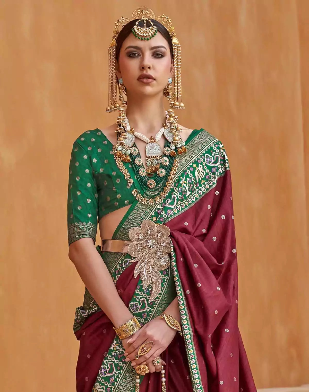 Maroon Coloured Patola Saree