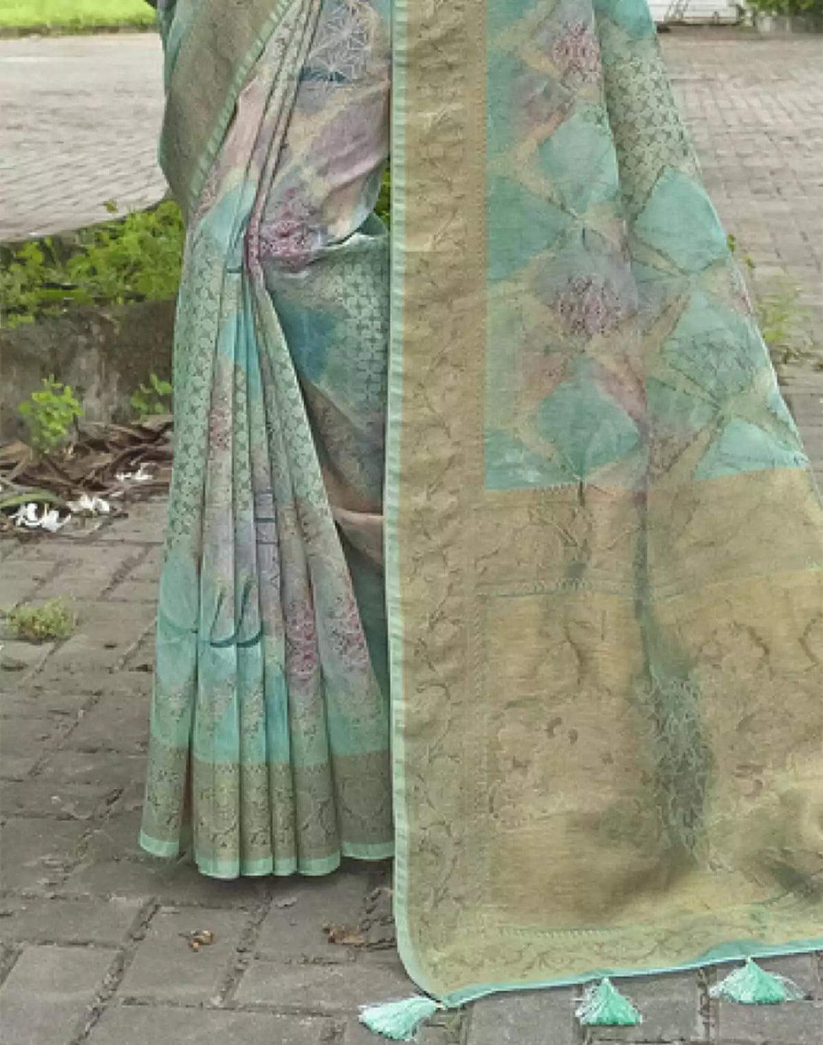 Beautiful Pink Botanical Print Patola Designer Saree