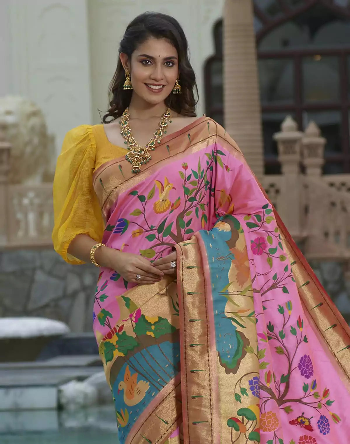 Pink Coloured Pure Paithani Saree