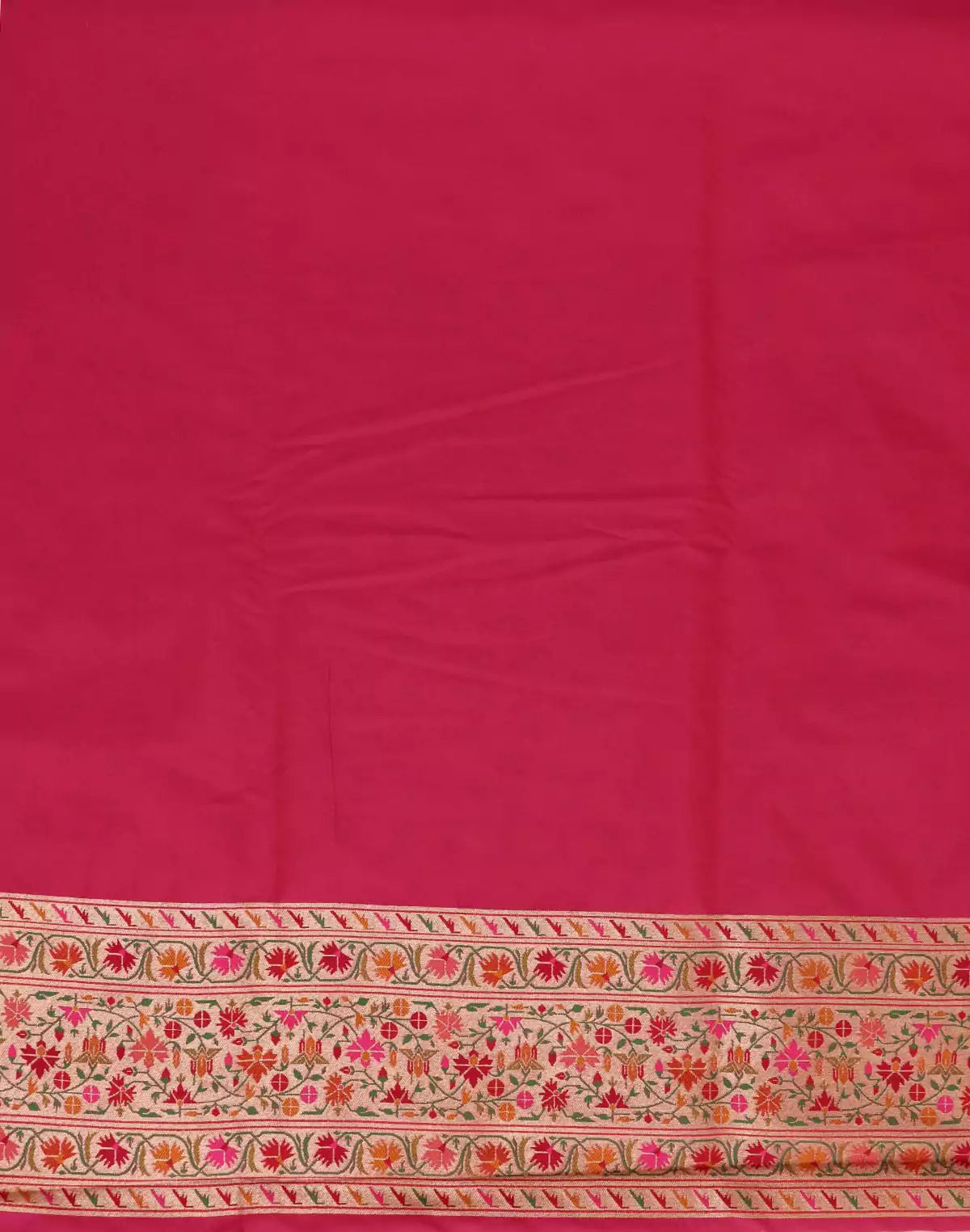Cream and Pink Banaras Paithani Border Saree