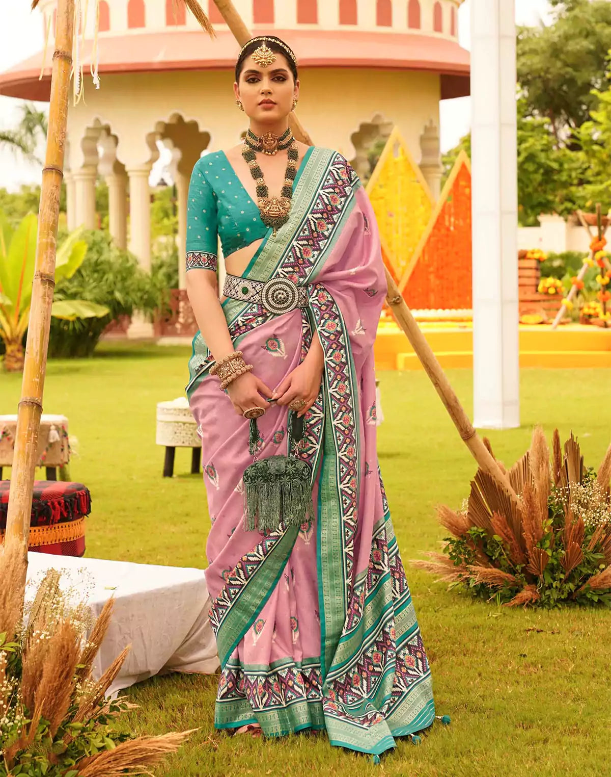 Charming Pink Patola Silk Designer Saree