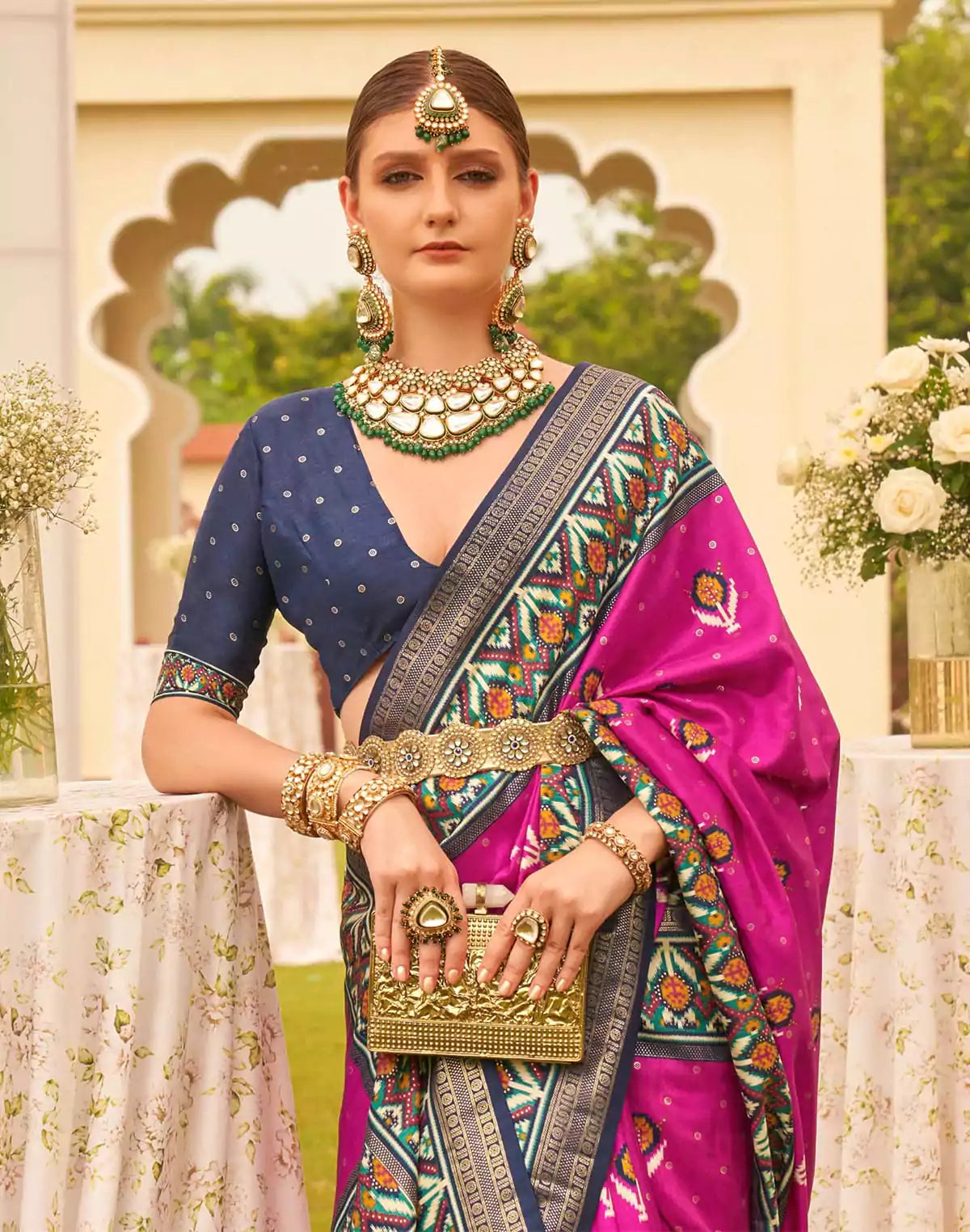 Mermerizing Dark Pink Patola Silk Trendy Saree