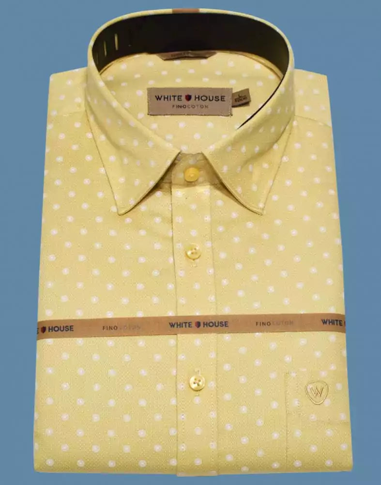 Yellow Polka Dots Cotton Printed Shirt