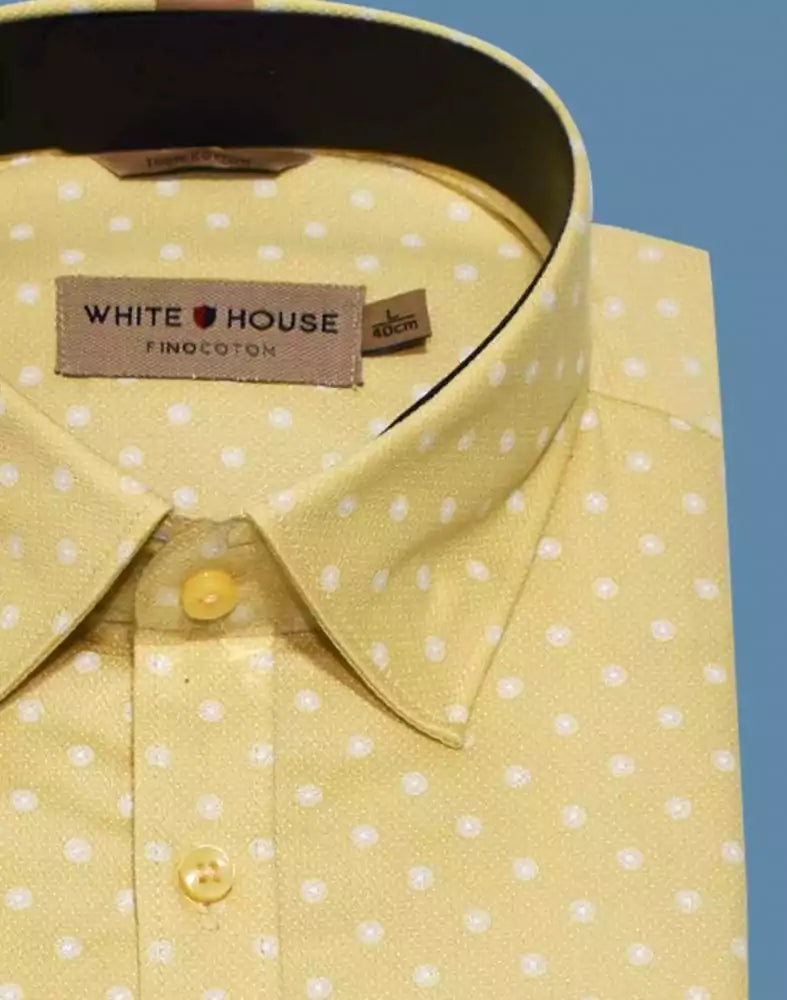 Yellow Polka Dots Cotton Printed Shirt