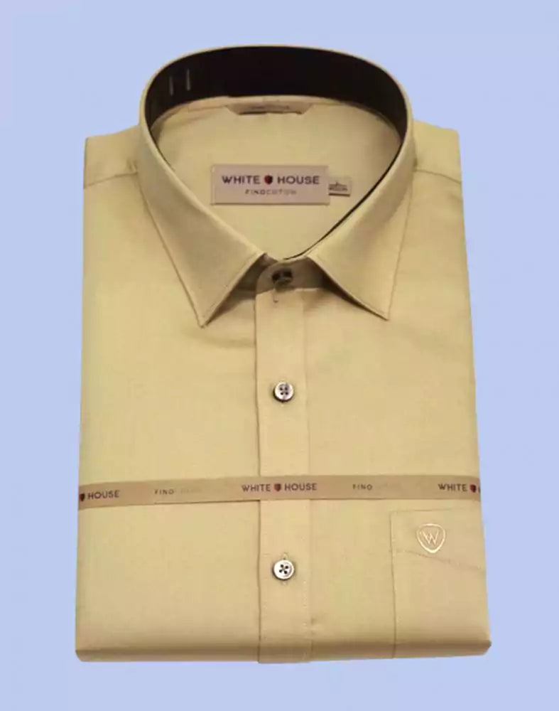 Cream Colour Plain Pure Cotton Shirt
