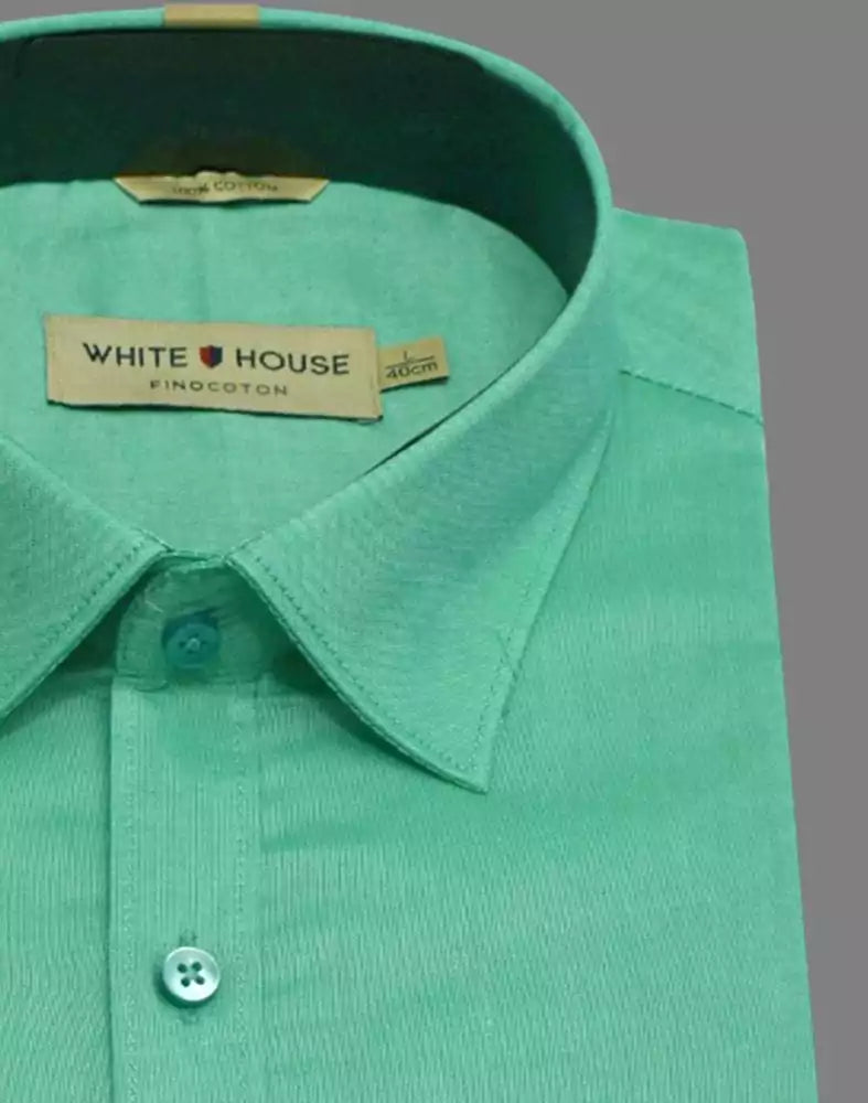Rama Green Colour Plain Pure Cotton Shirt
