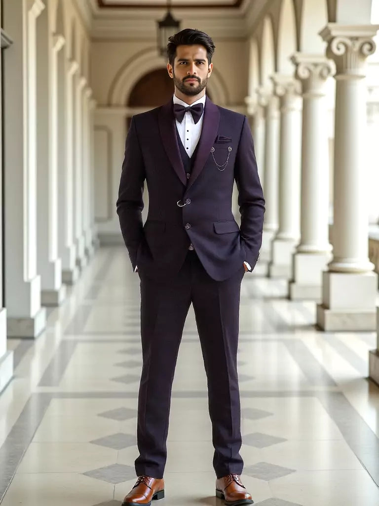 Light Purple Polyester Terylene Tuxido Suit