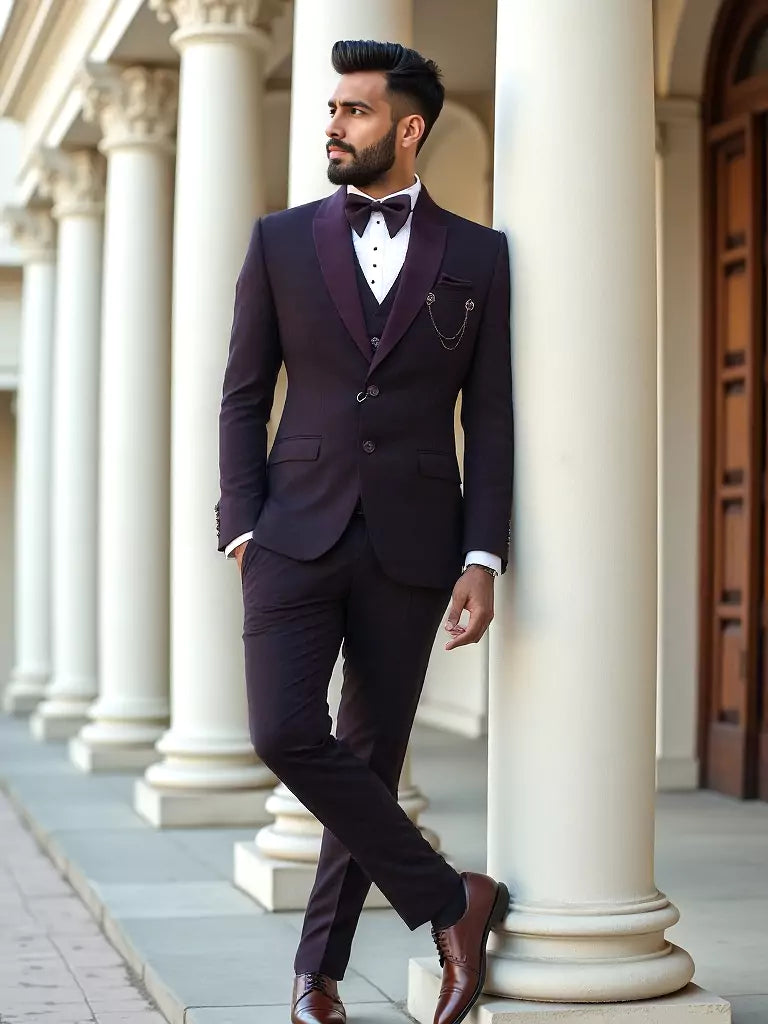 Light Purple Polyester Terylene Tuxido Suit