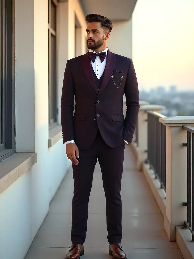 Light Purple Polyester Terylene Tuxido Suit