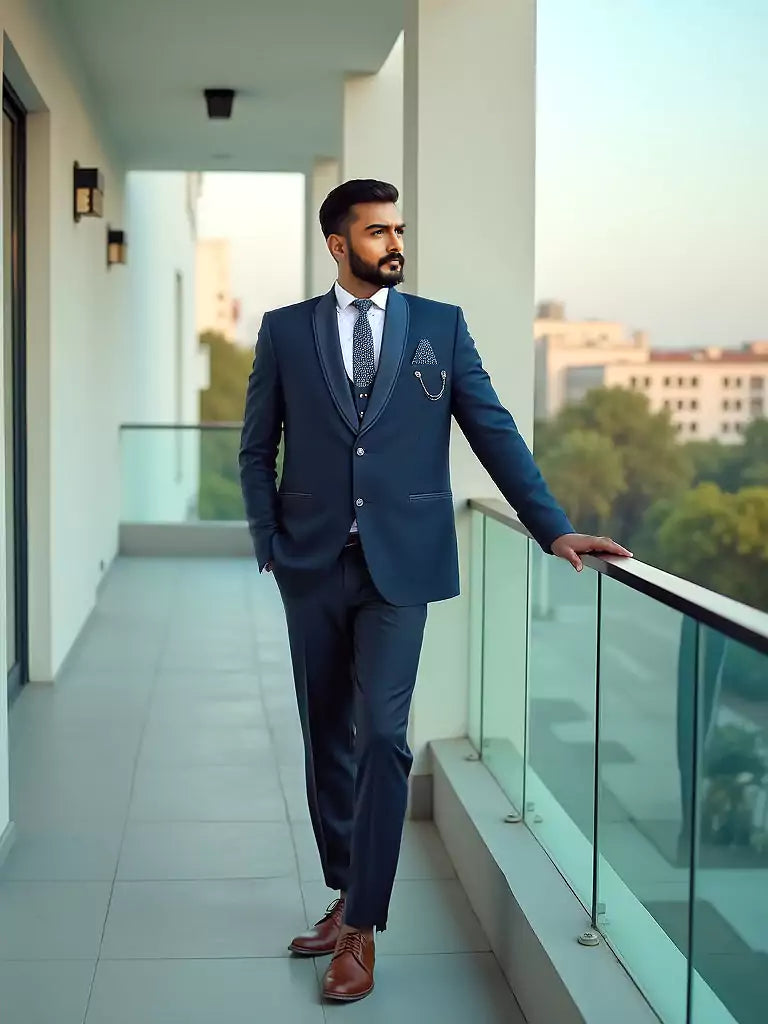 Polyester Terylene Solid Rama 5 Pc Designer Suit