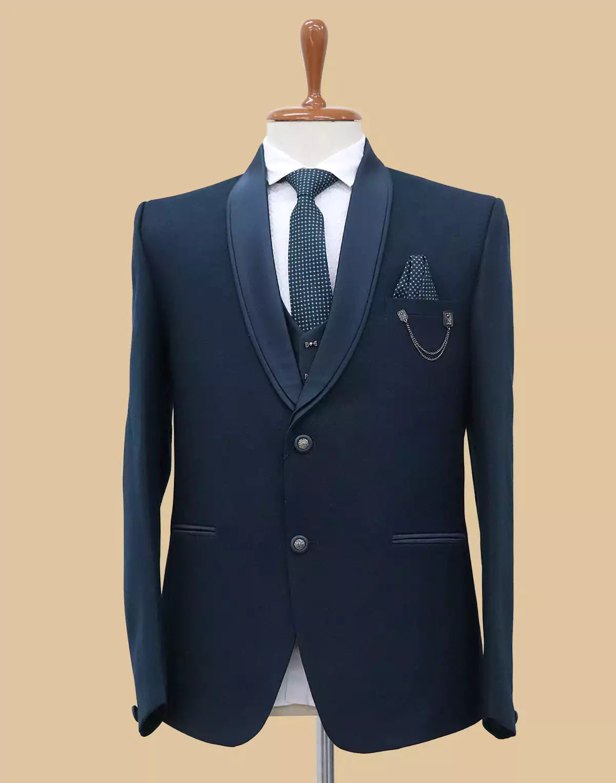 Polyester Terylene Solid Rama 5 Pc Designer Suit