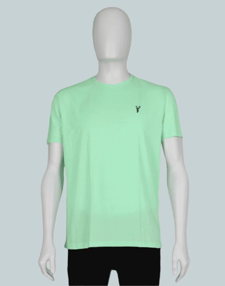 Light Green Plain Cotton Men T-Shirt