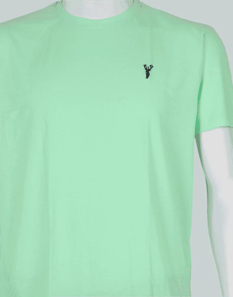 Light Green Plain Cotton Men T-Shirt