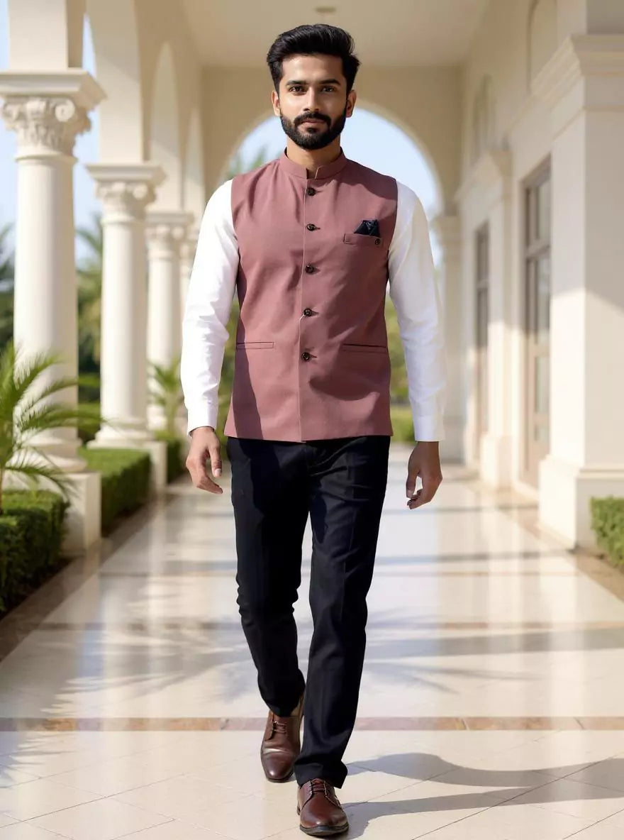 Dark Onion Textured Polyester Waistcoat