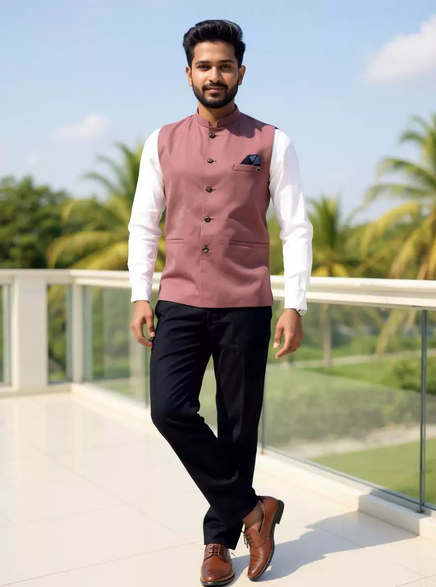 Dark Onion Textured Polyester Waistcoat