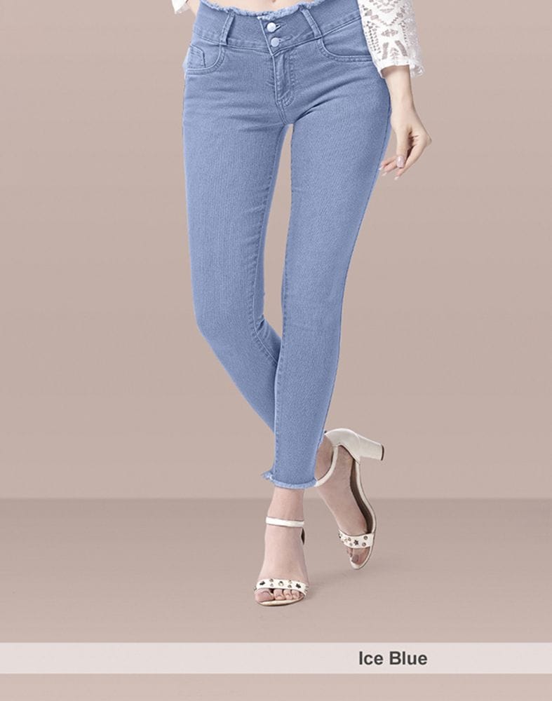 Focus Mid Rise Stretchable Women Ice Blue Jeans