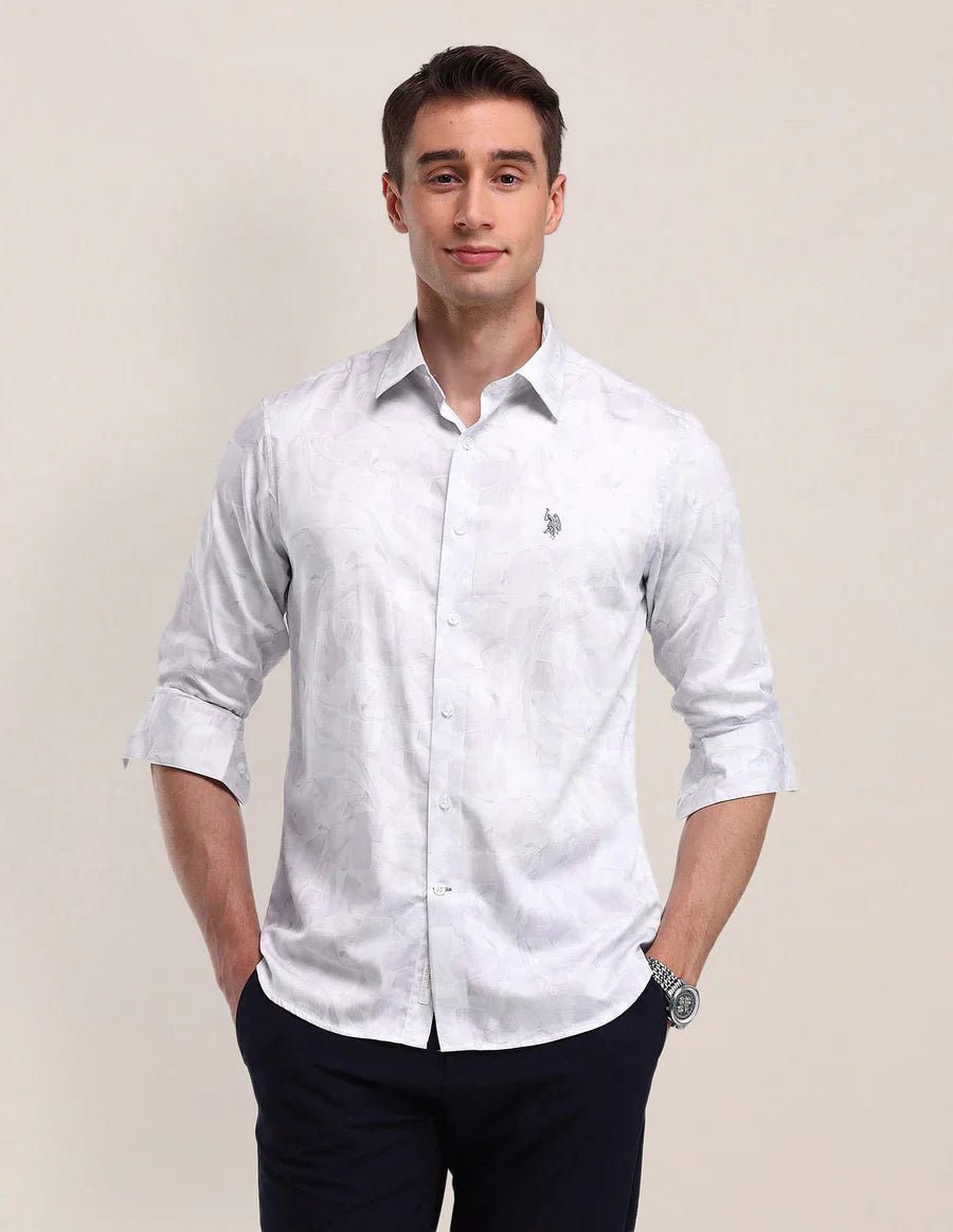 Light Lavender Satin Printed Shirt