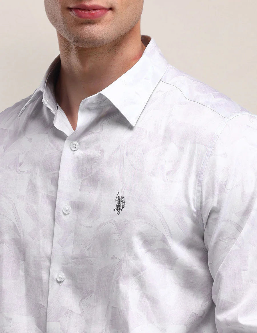 Light Lavender Satin Printed Shirt