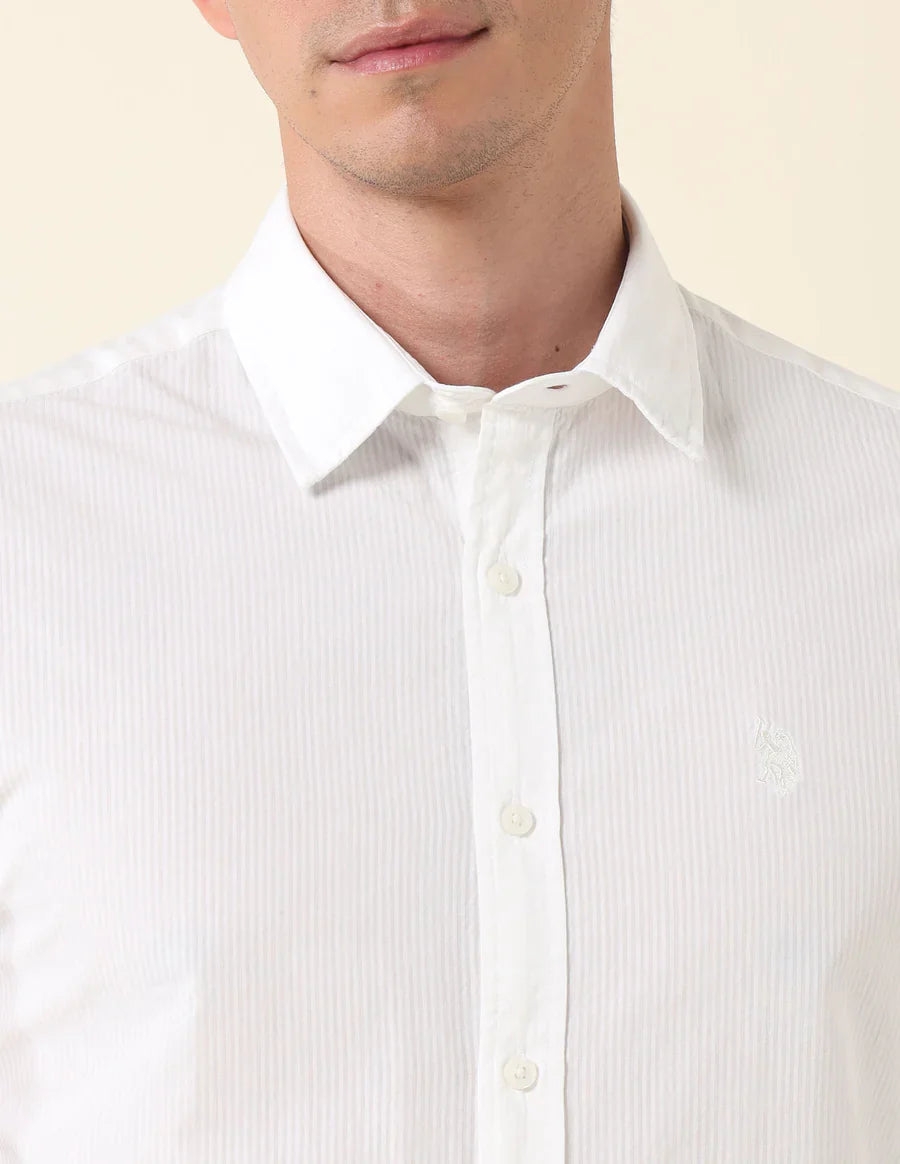 White Plain Cotton Tailored Fit Shirt