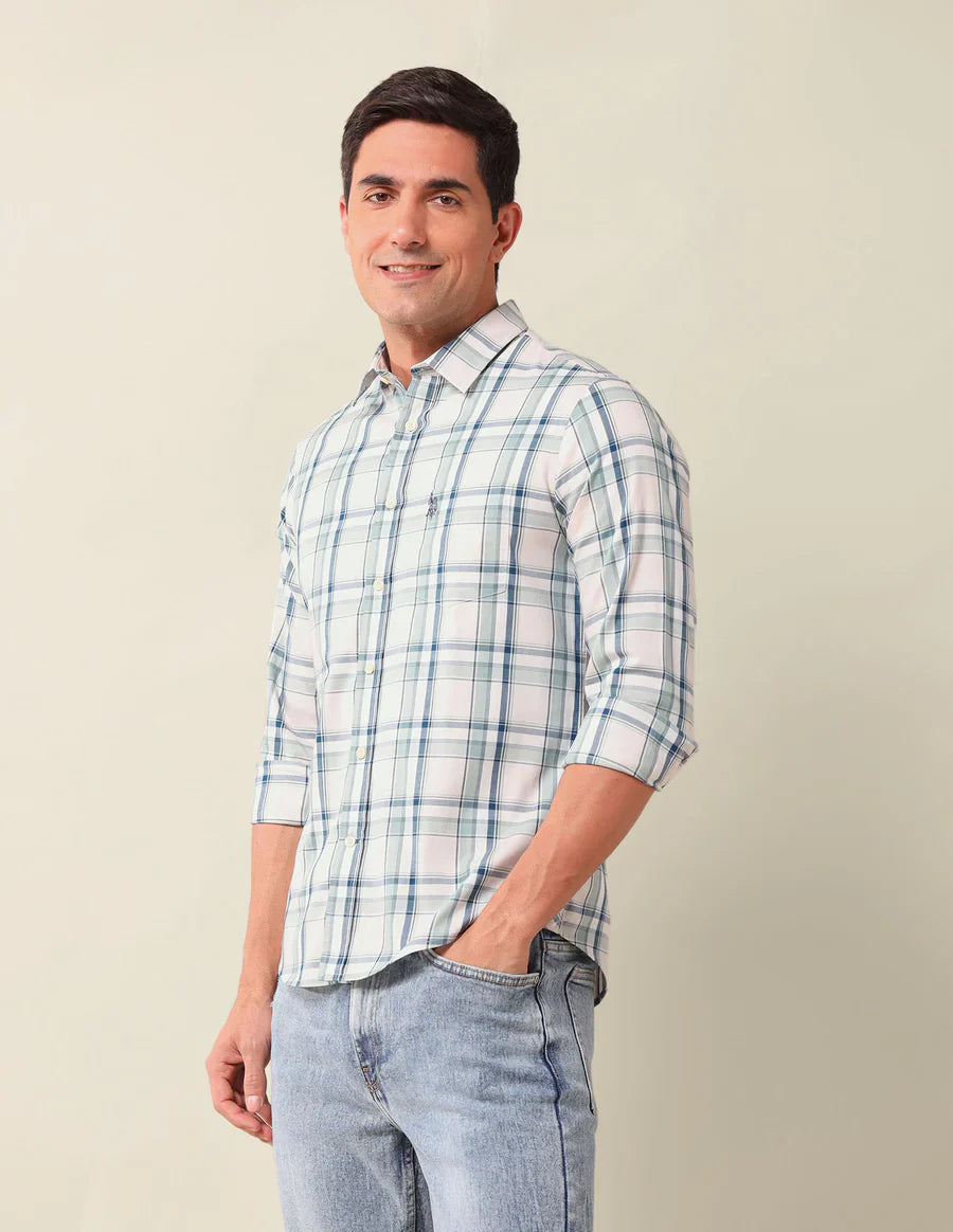 Green Tartan Check Tailored Fit Cotton Stylish Shirt