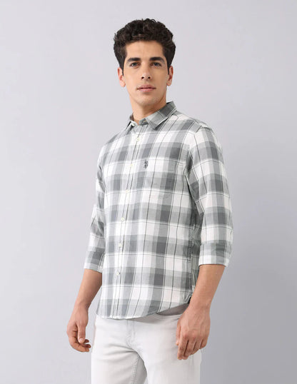 Grey All Over Checked Cotton Classic Shirt