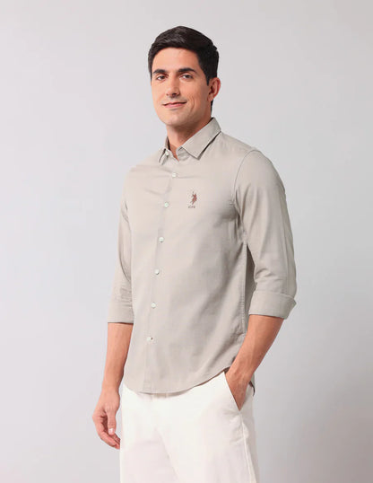Khaki Coloured Plain Linen Cotton Men&