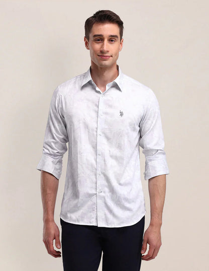 Light Lavender Satin Printed Shirt