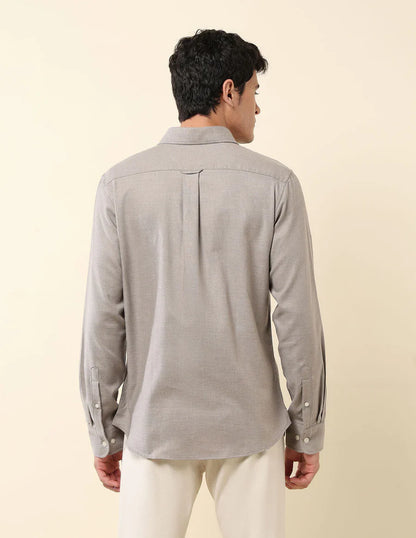 Textured Grey Lenin Cotton Tailored Fit Men&