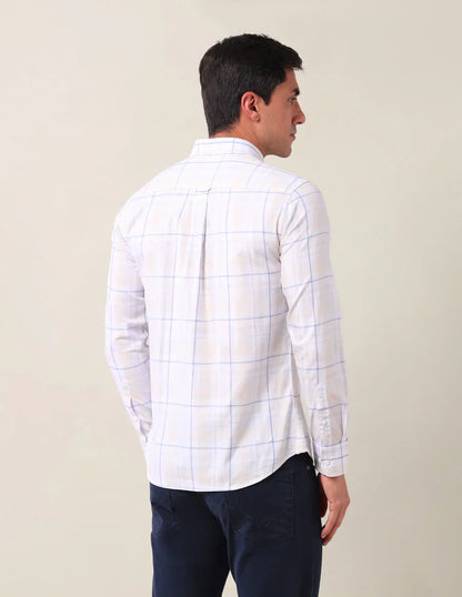 Cotton Tailored Fit Blue Full Sleeve Shirt