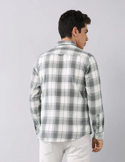 Grey All Over Checked Cotton Classic Shirt