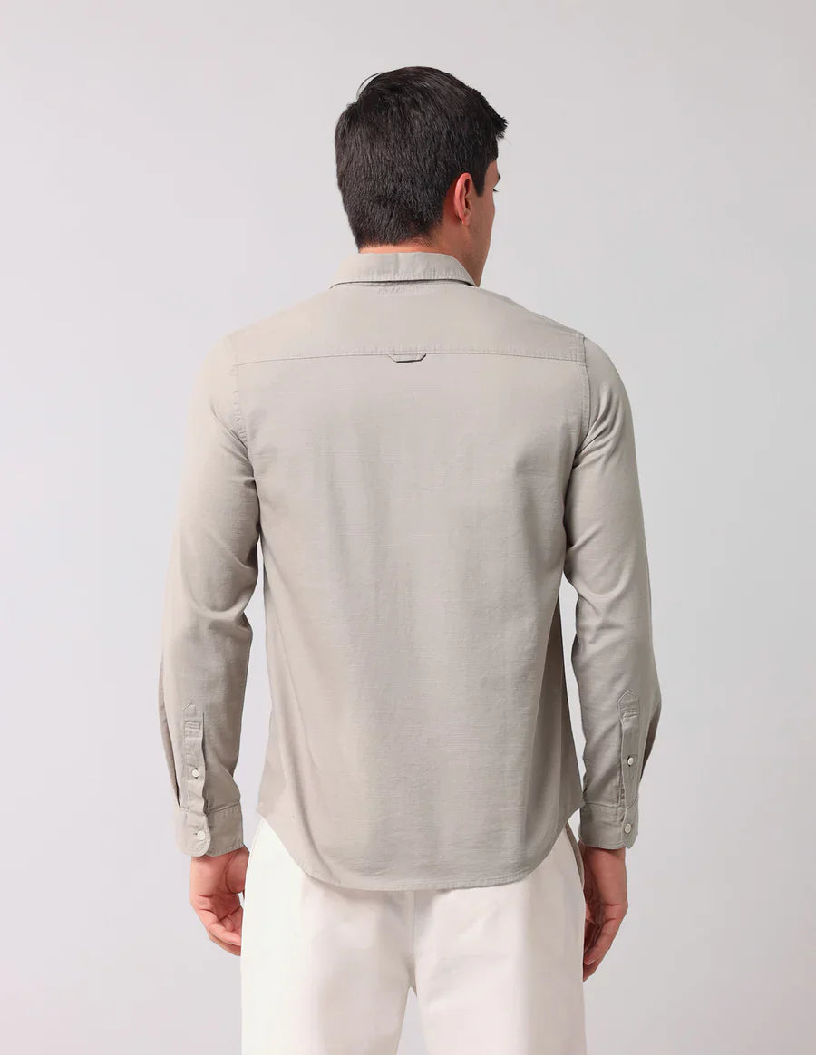 Khaki Coloured Plain Linen Cotton Men&