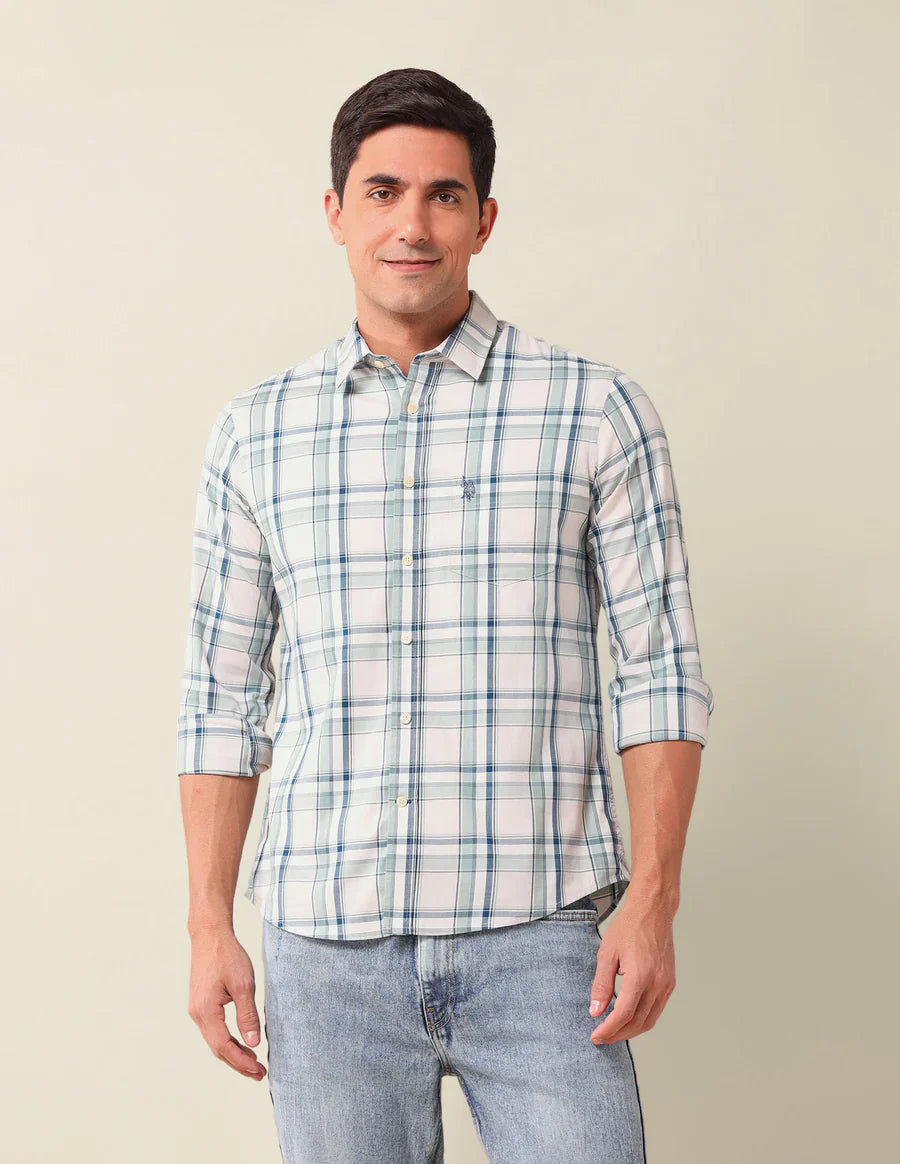 Green Tartan Check Tailored Fit Cotton Stylish Shirt