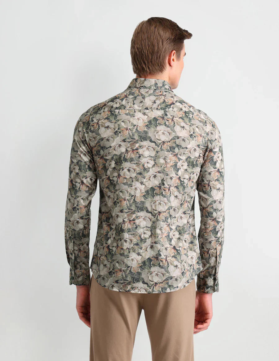 Olive Green Denim Co Digital Print Satin Shirt