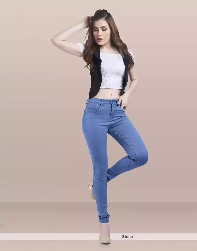 Focus Low Waist Comfort Stretchable Women Stone Blue Jeans