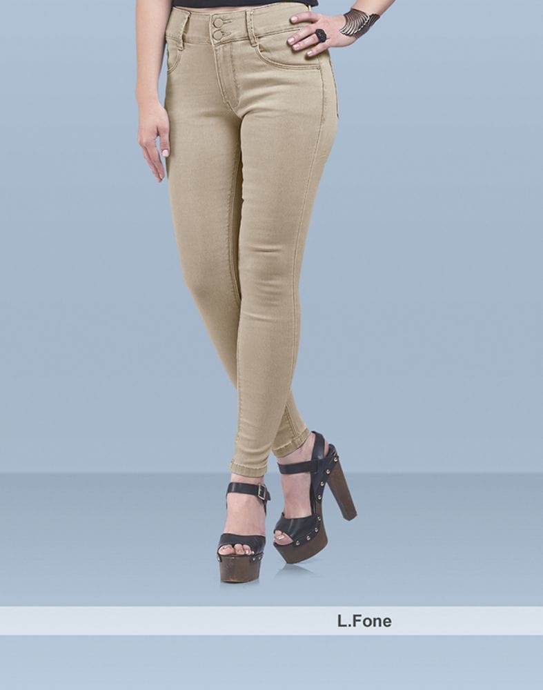 Focus mid rise super skinny beige colour Jeans