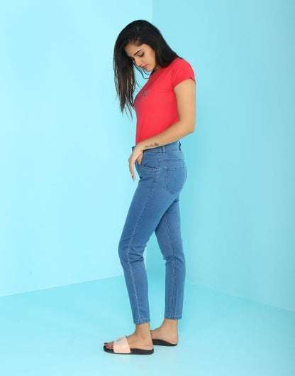 Focus Stone blue Ankle Fit Women Jeans