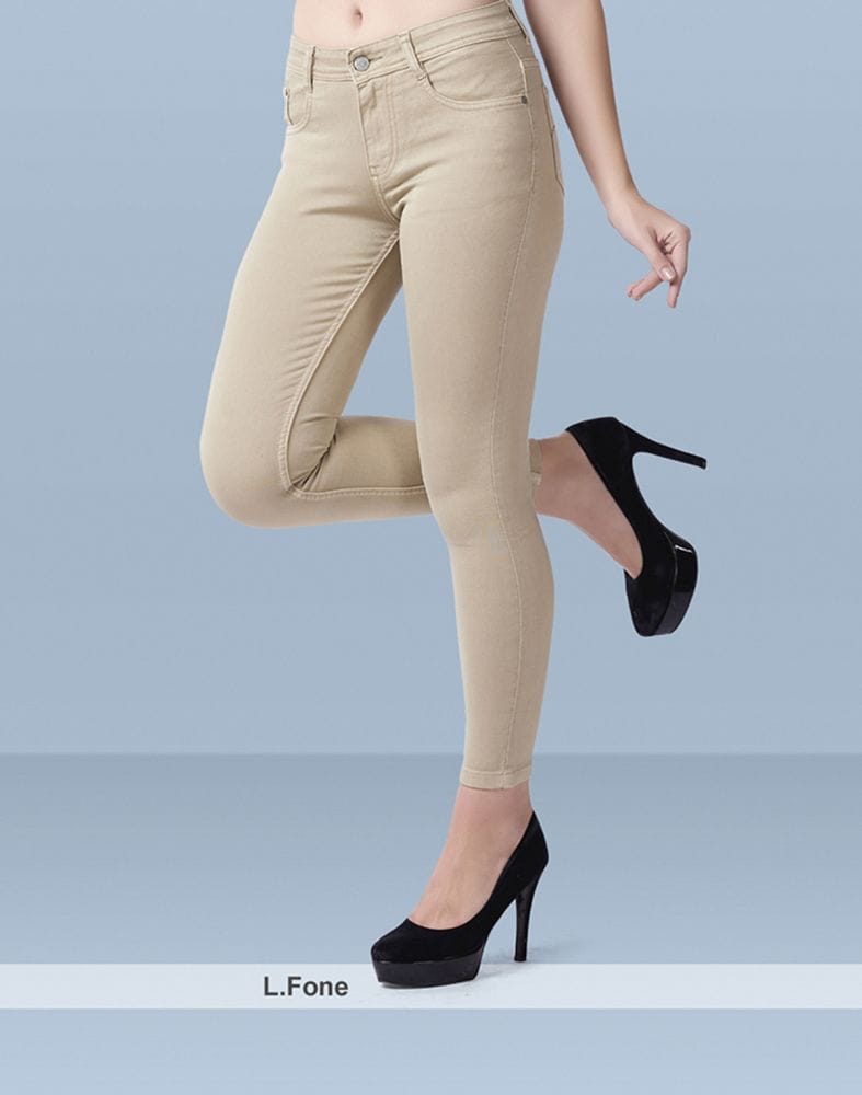 Focus high rise Skinny women beige colour Jeans