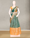 Green Floral print Banaras Fancy Half Saree