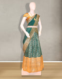 Green Floral print Banaras Fancy Half Saree