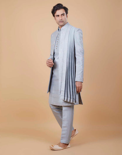 Stylish Colorful Thread Embroidery work Open Jacket With Dupatta