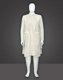 Amazing Cream Coloured Raw Silk Indo attached Open Jacket Set