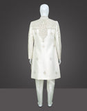 Amazing Cream Coloured Raw Silk Indo attached Open Jacket Set