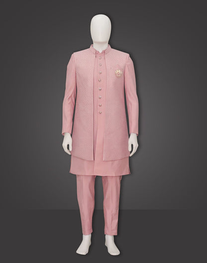 Elegant Onion Milky Silk Party Wear Indo Western Set