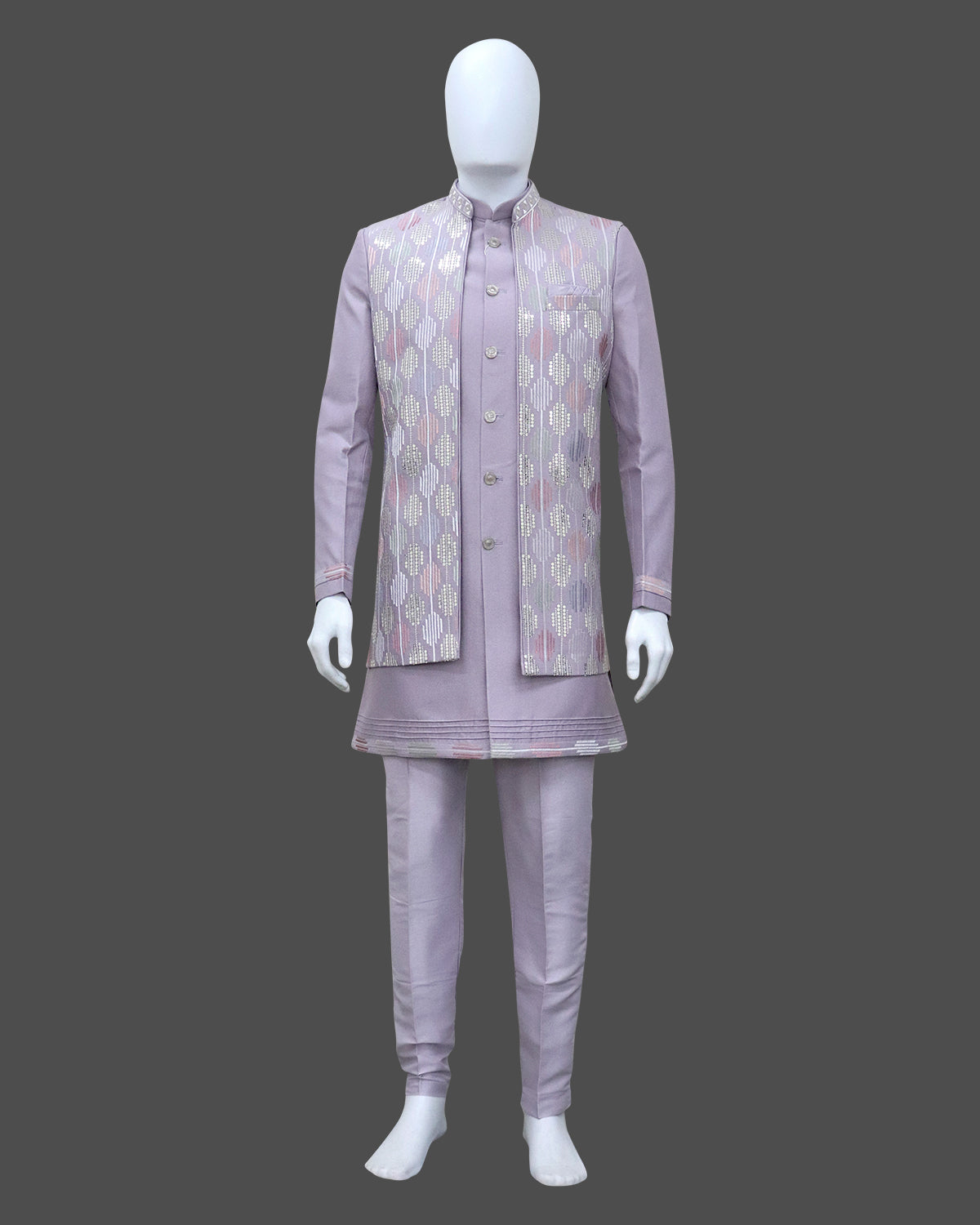 Onion Magnificence Thread and Embellished work Milky Silk Indo Open Jacket