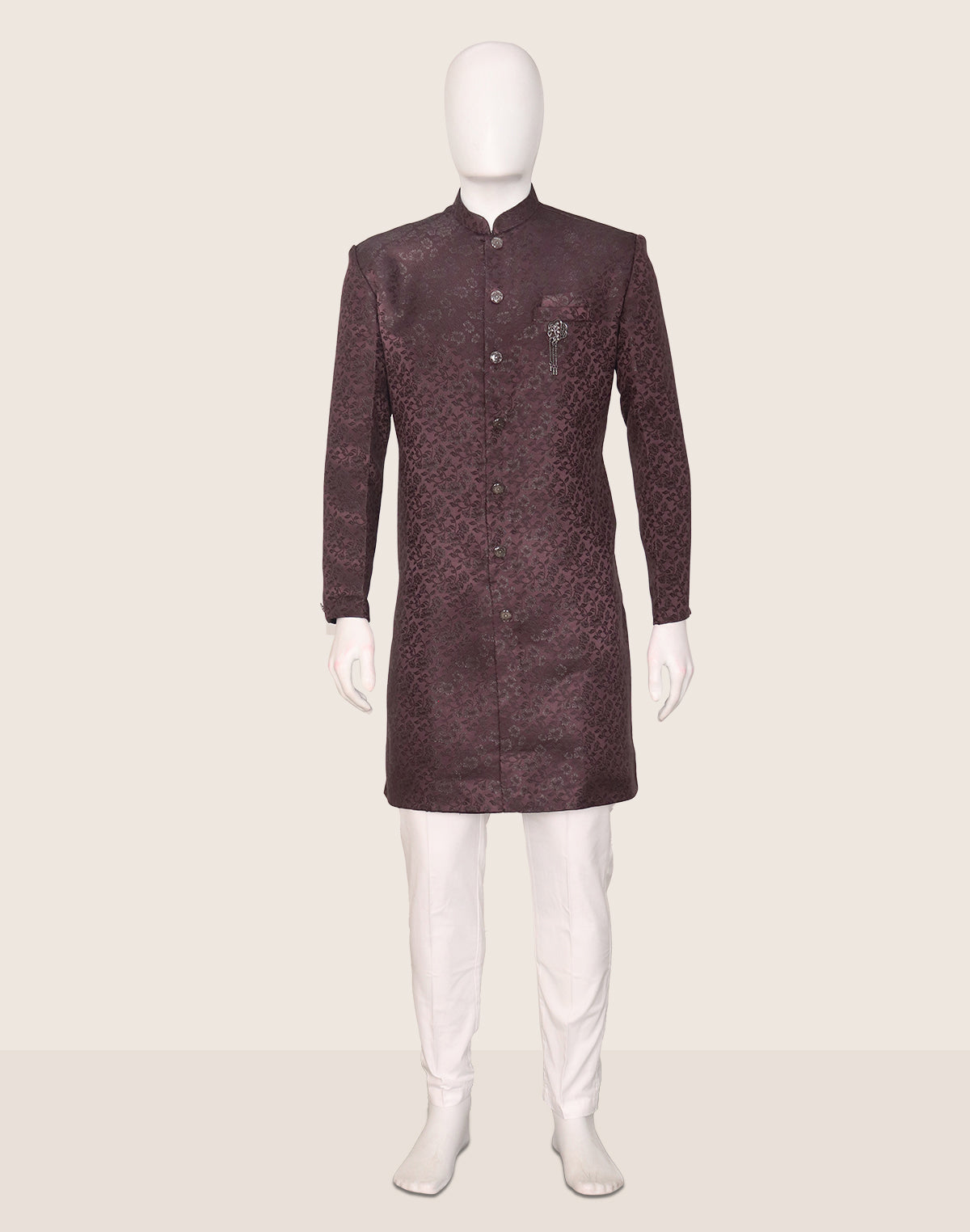 Self Floral Design Jacquard Wine Semi Indo