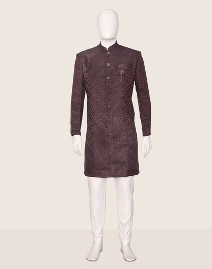 Self Floral Design Jacquard Wine Semi Indo